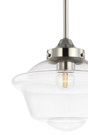 Kurtz School House Adjustable Drop Metal/Glass LED Pendant